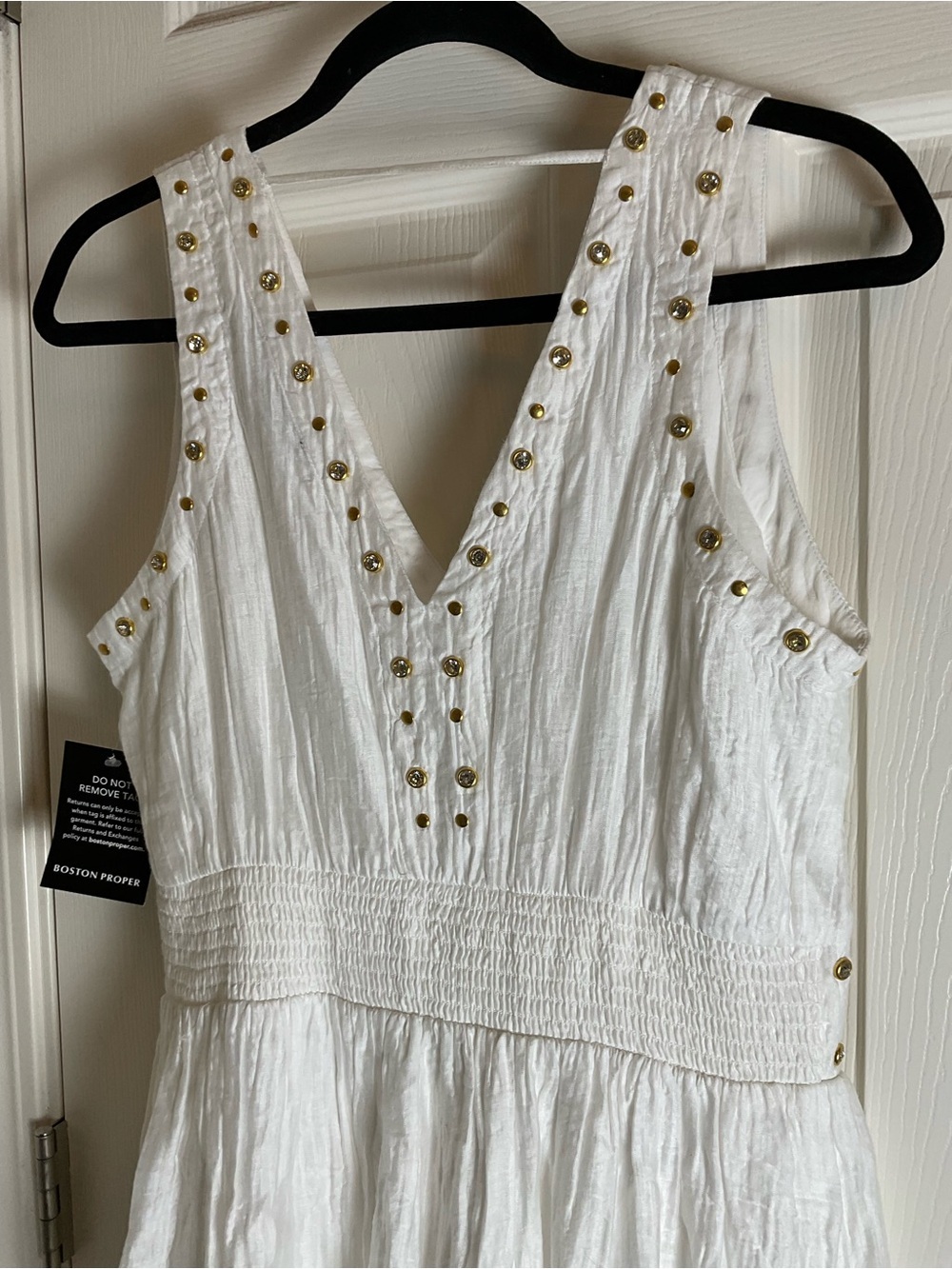 Crystal Grommet Trim Sheen Gauze Maxi Dress size Small - Picture 6 of 11